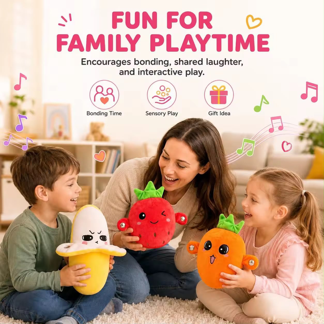 Interactive Fruit Plush Toy for Kids – Sensory Rhythm & Music Toy 🎵